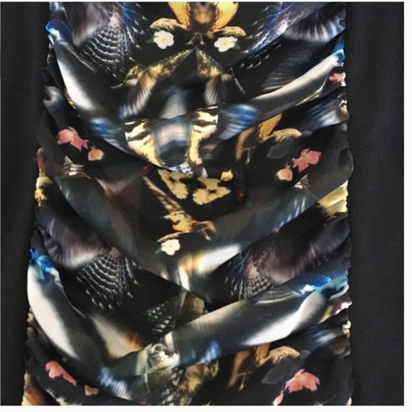Ted Baker Black Tobelle Printed Ruched Detail Dress size 3 *PLZ READ* - Picture 8 of 16